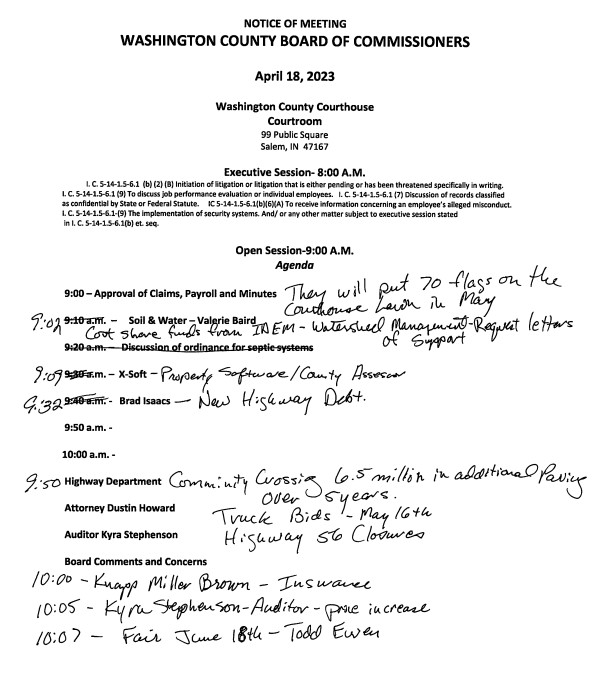 Washington County Commissioner Meeting 18 April 2023